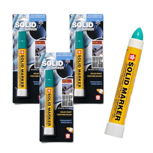 SAKURA Solid Paint Markers with Twist Up Tip - Low Temperature Permanent Marker Pens - Window, Wood, & Glass Marker - Green Paint - 3 Pack - color: Green