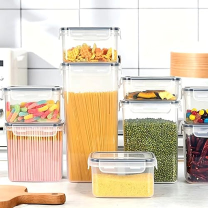 28pcs Airtight Containers, Clear Stackable Dry Food Storage | clear airtight containers with tight lids keep dry food fresh. Safe plastic, stackable for pantry kitchen storage - size: 28 pcs(42.56L)