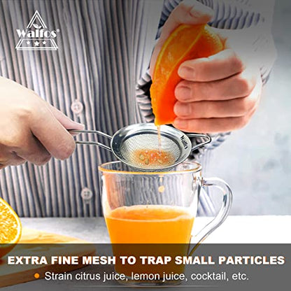 Walfos Mini Fine Mesh Tea Strainer, Stainless Steel Small Sifter with Sturdy Handle, 2.7 Inch Kitchen Metal Sieve for Tea, Coffee, Cocktail, Juice, Sugar and Spices - style: 2.7" Mini Strainer