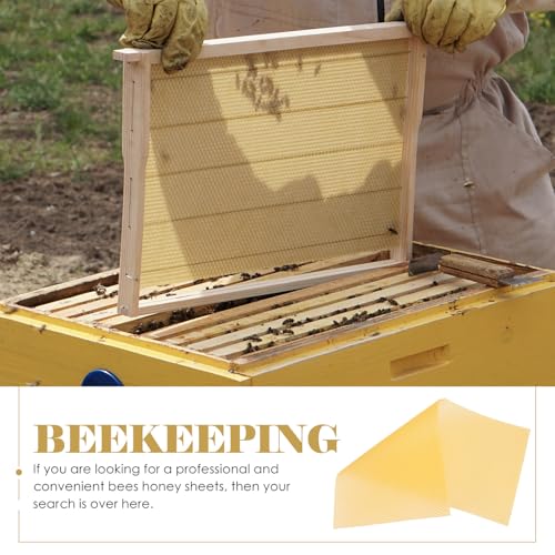 Veemoon 30pcs Beeswax Beehive Foundation Sheets Honeycomb Base for Beekeeping Supplies 41.5×19.5cm Natural Bee Comb Frames for Honey Hive Equipment