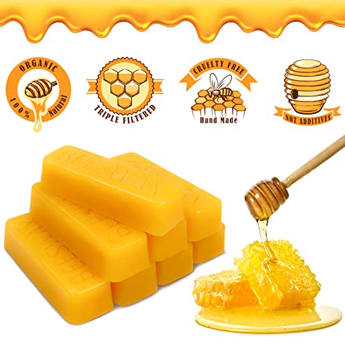 TRINIDa 24 oz Yellow Beeswax Bars, Natural Organic Beeswax Block 24 PCS, Bees Wax Candle Making, Beeswax for Candle Making, Bees Wax Making for Skincare, Lip Balms, Lotions, DIY Cosmetic Grade Gift - color: Bar 24pcs