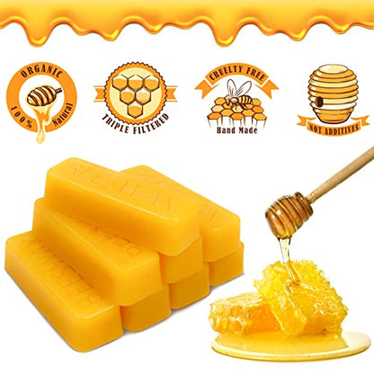 TRINIDa 8oz Yellow Beeswax Bars, Natural Organic Beeswax Block 8 PCS, Bees Wax Candle Making, Beeswax for Candle Making, Bees Wax Making for Skincare, Lip Balms, Lotions, Cosmetic Grade - color: Bar 8pcs