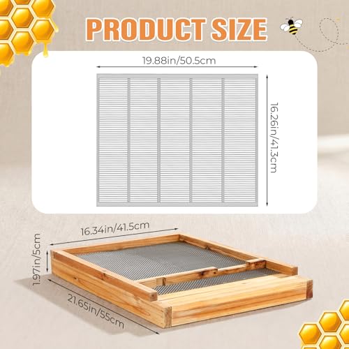 Beeveer 3 Pcs Beehive Parts Kit for 10 Frame Bee Hive, Beehive Screened Bottom Board with Entrance Reducer and Metal Queen Excluder for Beekeeping Supplies - style: Without Wooden Frame