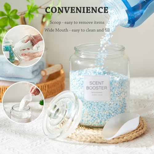 FyndraX Half Gallon Glass Jars - Large Airtight Containers with Scoop and Labels for Organization and Storage Laundry, Bath Room, Kitchen and Pantry Holder, Set of 4 - color: 4 Pack
