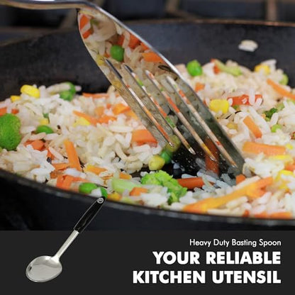 Chef Craft Select Heavy Duty Basting Spoon, 12 inch, Stainless Steel - size: 12 inch, style: Basting Spoon