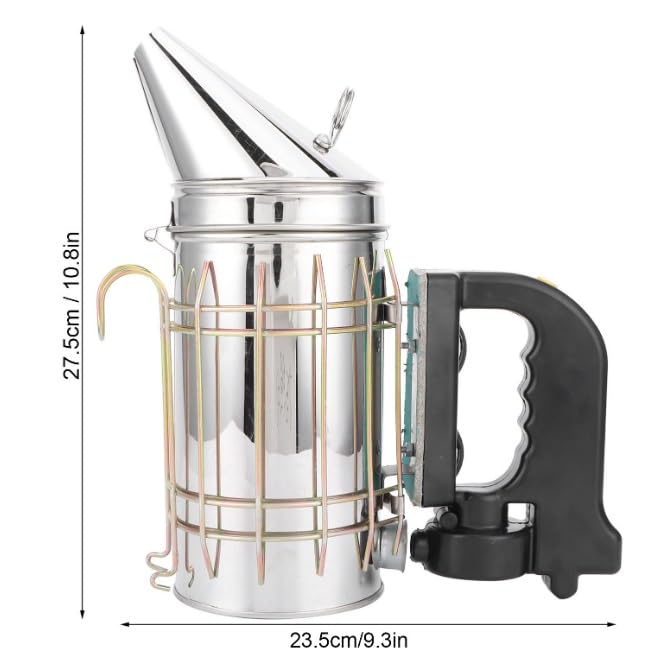 Electric Beehive Smoker Stainless Steel Beekeeping Smoker with Heat Shield Handle, Detachable Design for Easy Use, Large Smoke Output