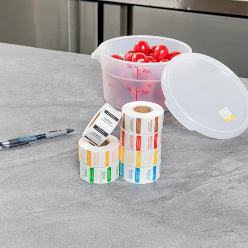 Restaurantware RW Smart 1 Inch x 1 Inch Food Rotation Labels 3500 Dissolvable Food Safety Labels - Premium Trilingual Paper Day Of The Week Labels For Food Storage Or Prep Weekly - style: 7-Day