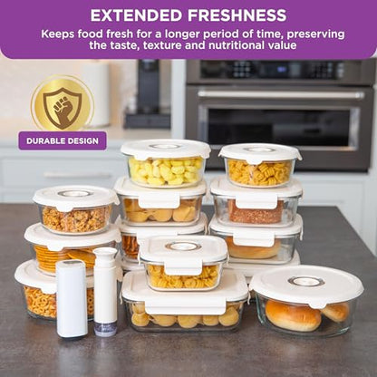 HOLDN’ STORAGE Vacuum Food Storage Containers, Set of 6 Glass Containers & Electronic Pump - Keep Food Fresh Longer, BPA-Free Glass, Leak-Proof, Ideal for Meal Prep, Marinating - size: Set of 6: Electronic Pump