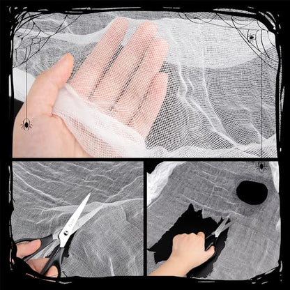 White Cheesecloth, Halloween Decoration Creepy Cloth, 36x360 inches, Absorbent Bleached Cheese Cloth for Event Decoration, Also for Cheese Making, Cooking, Yoghurt & Tofu