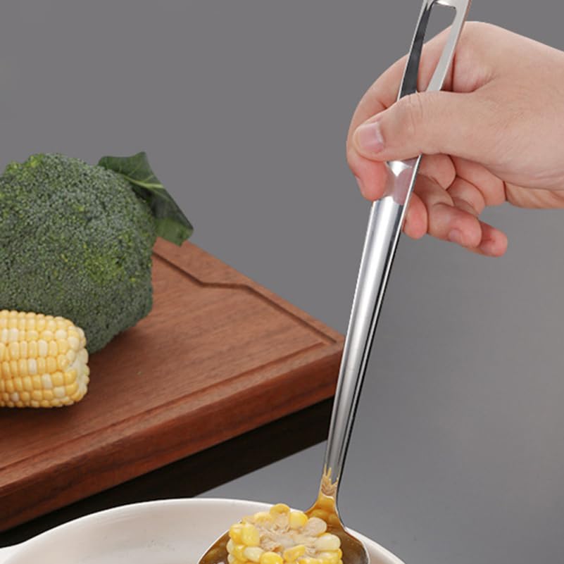 ULTECHNOVO Stainless Steel Soup Ladle 11.37In Slotted Kitchen Cooking Utensil with Non-Slip Handle for Serving Gravy Salad Dressing Pancakes and Chili Sauces