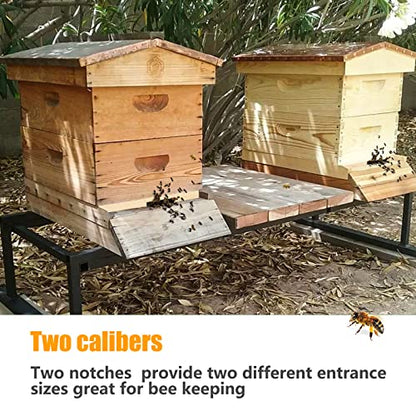 5 Pack Beehive Entrance Reducer 10 Frame Wood Bee Hive Entrance Reducer for Beekeeping, 2 Size Openings, Control Ventilation and Keep Out Honey Robbers, Beekeeping Supplies