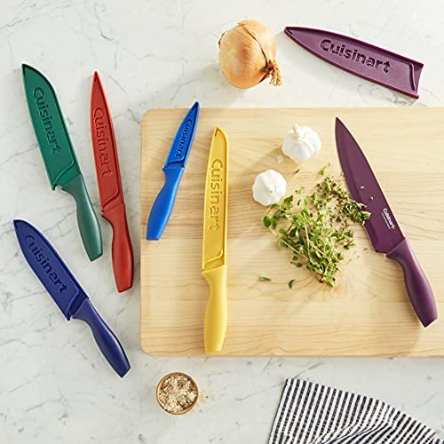 Cuisinart C55-12PCKSAM 12-Piece Ceramic Coated Stainless Steel Knives, Comes with 6-Blades and 6-Blade Guards, Color Coded to Reduce Risk of Cross Contamination, Jewel - color: Color: Multi-Color