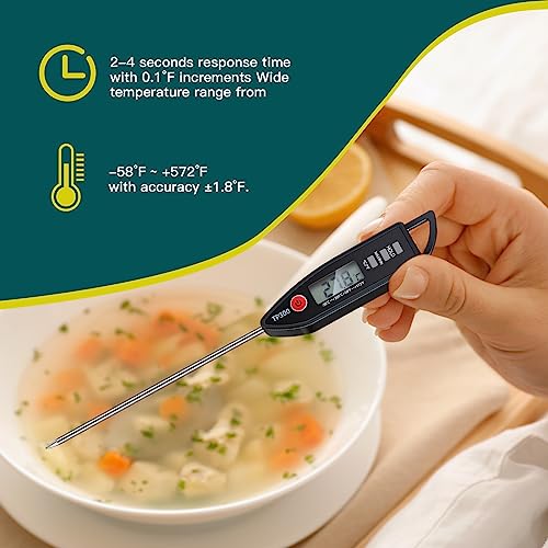Copkim 6 Set Waterproof Food Thermometer for Water, Liquid, Candle and Cooking Digital Meat Thermometer with Long Probe Instant Read for Kitchen BBQ Grill Candy (Black) - color: Black