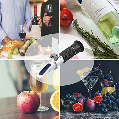 Proster Red Wine Refractometer Grape Wine Refractometer Wine Making Kit Brix Refractometer ATC Alcohol Refractometer Brix Scale for Beer Brewing Wine Brewing Measuring Sugar Alcohol Degree - color: Silver