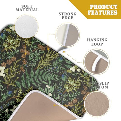 Green Plants Dish Drying Mat for Kitchen Counter Microfiber Absorbent Dish Draining Reusable Washable Foldable 16"x18" - size: 18" x 16"