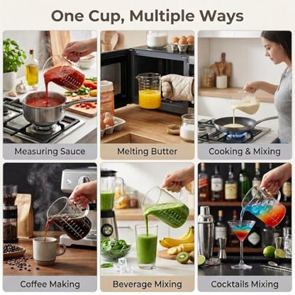 Borosilicate Glass Measuring Cup, 2-Cup Glass Measuring Cup with Spout, Microwave Safe, Dishwasher Safe, Easy Read Scale for Coffee Brewing, Baking, Cooking, Heating and Meal Prep. - size: 2cup/500ml