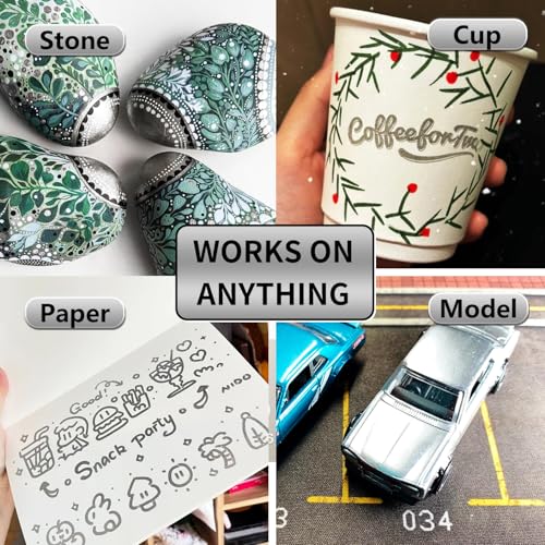 Acrylic Paint Pens Waterproof Markers 2 Silver Permanent Marker Pens Acrylic Pens for Rock Painting Glass Stone Ceramic Metal Fabric Pebble Painting pens Craft Supplies - color: Silver