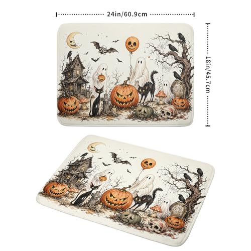 Giwawa Halloween Pumpkin Ghost Dish Drying Mat Black Cat Microfiber Dishes Pad 18x24 Inch Holiday Dish Drainer Rack Mats for Kitchen Counter Sink - color: Pumpkin Ghost, size: 18x24 inch