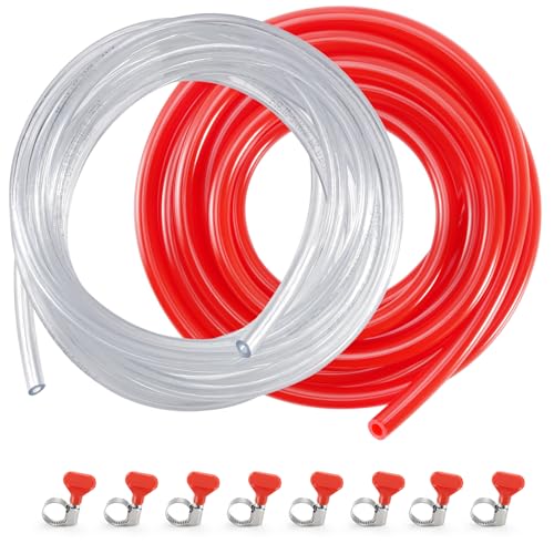 FERRODAY 15 FT 3/16 Beer Line Tubing & 5/16 CO2 Hose Kegerator Parts Kit, Beer Brewing Equipment Kegerator Accessories Lines Replacement Kit with 8 Hose Clamps - size: 15FT-Beer Gas Line
