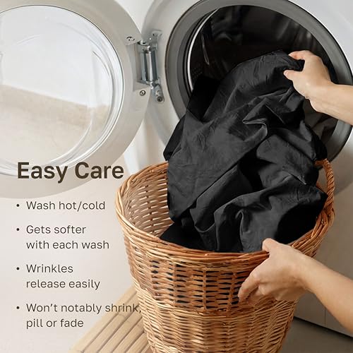 California Design Den Twin Sheets Set - Luxury 600 Thread Count Sateen, Natural 100% Cotton Bed Sheets, Fully Elasticized Deep Pockets, Crisp, Cool and Durable Bedding - Black - color: 11 - Black, size: Twin