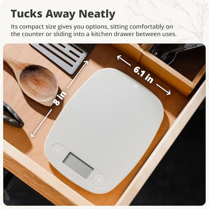 Greater Goods Food Scale – Digital Kitchen Scale, 1g Precision, Easy-Tare & Quick Conversion, Slim Compact Design, Durable & Portable | Ideal for Cooking, Baking & Meal Prep (Ash Gray) - color: Ash Gray