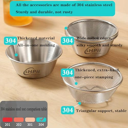 2 Piece Mini 304 Stainless Steel Colander with Mixing Bowl, Kitchen Cooking, Washing Fruits and Vegetables, Back of House Preparation (800ML) - color: Round-800ml
