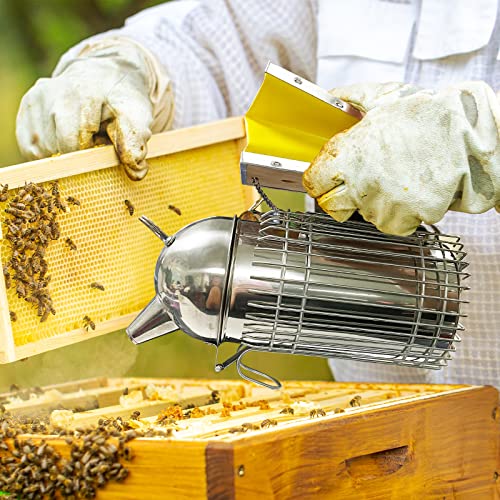 Cute Bear-Shaped Domed Bee Smoker | Sustained Burning for 30-50 Hive Inspections, 4x11" Stainless Steel Beekeeping Tool