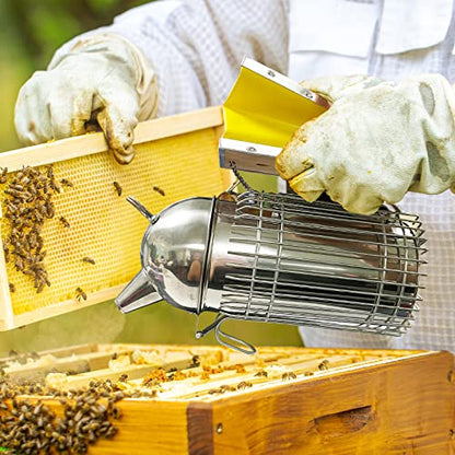 Cute Bear-Shaped Domed Bee Smoker | Sustained Burning for 30-50 Hive Inspections, 4x11" Stainless Steel Beekeeping Tool
