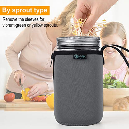 Beautyflier Mason Jars 32oz Wide Mouth Sleeve Regular Mouth Mason Jars Insulators Drinking Glass Coolers Sprouting Jars Blackout Sleeve (Gray) - color: Gray