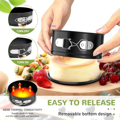 ZeroPone 4 Pack Mini Springform Pan Set, 4 Inch Non-stick Cheesecake Pan, Spring Form Pans for Baking, Springform Pans with Removable Bottom, Round Cake Pans, Small Cake Mold for Mini Cheesecake Pizza - size: 4 Inch - 4 Pack