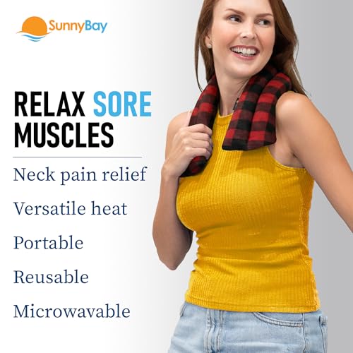 SunnyBay Microwave Heating Pad, Microwavable Heated Neck and Shoulder Wrap, Soothing Weighted Moist Heat or Ice Pack with Flaxseed and Lavender, 26x5 Inches, 2.5 lbs, Buffalo - color: Lavender - Buffalo