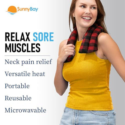 SunnyBay Microwave Heating Pad, Microwavable Heated Neck and Shoulder Wrap, Soothing Weighted Moist Heat or Ice Pack with Flaxseed and Lavender, 26x5 Inches, 2.5 lbs, Buffalo - color: Lavender - Buffalo