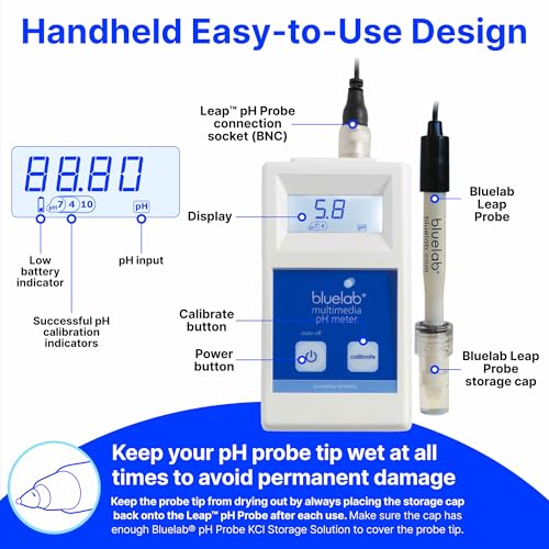 Bluelab METMULTI Multimedia PH Meter – Digital Handheld Hydroponic Nutrient and Soil PH Meter for Measuring PH Levels in Nutrient Solutions and Soil