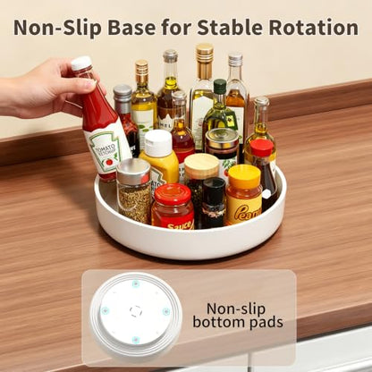 11.8" Lazy Susan Organizer for Cabinet, Turntable Spice Rack with Non-Slip Base & Raised Lip, Pantry Organization and Storage, Kitchen, Fridge, Makeup Vanity, Bathroom Countertop, Under Sink