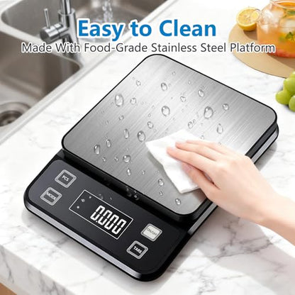 IPX7 Waterproof Food Scale 0.1g Precision Kitchen Scale, 10kg/22lb Digital Food Scale USB Rechargeable, Backlight Gram Scale Stainless Steel & Washable Digital Scale for Cooking, Baking,Weight Loss - style: IPX7_Rechargeable_10kg