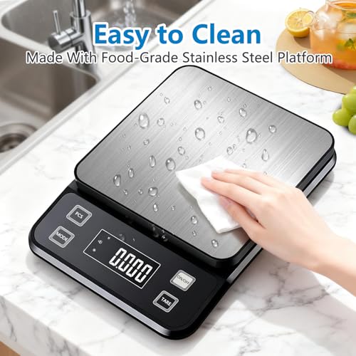 IPX7 Waterproof Food Scale 0.01oz/0.1g Precision Kitchen Scale Precisely Measures Grams and Ounces11lb/10kg Stainless Steel Digital Food Scales for Kitchen Gram Scale for Cooking, Baking - style: IPX7_battery_10kg