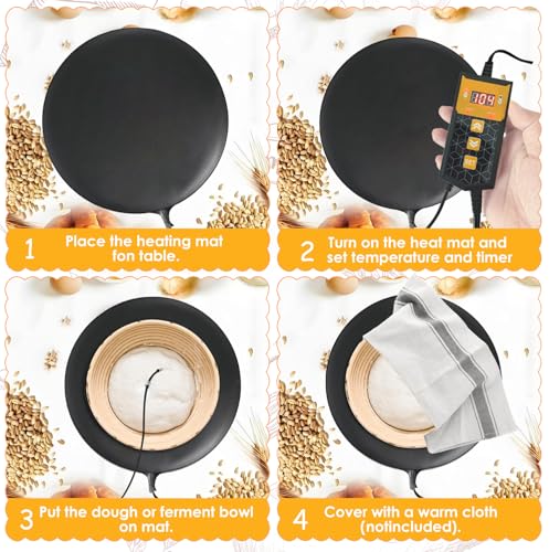 Brewing Heat Pad Sourdough Proofing Heat Mat with Temperature Controller Auto Off Timer for Home Beer Brewing Kombucha Yogurt Kefir Fermentation Sourdough Bread Proofing (With Controller, 2 Pack) - color: 2 Pack
