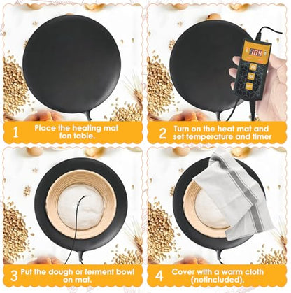 Brewing Heat Pad Sourdough Proofing Heat Mat with Temperature Controller Auto Off Timer for Home Beer Brewing Kombucha Yogurt Kefir Fermentation Sourdough Bread Proofing (With Controller, 2 Pack) - color: 2 Pack