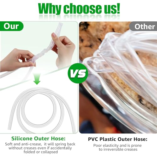 14” Mini Auto Siphon - 3/8”Racking Cane, Homebrew Beer Wine Siphon Pump with 5.5FT Silicone Tubing Auto Siphon Clamp Efffortless Bottling Fermentation Siphoning Kombucha Mead Wine Making Kit