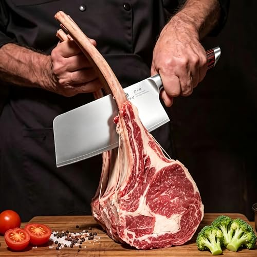 imarku Cleaver Knife 7.5 Inch - Japanese High Carbon Stainless Steel Chopping Knife & Meat Cleaver with Ergonomic Non-Slip Pakkawood Handle for Home Kitchen & Restaurant, Gift for Men & Women - color: Silver walnut