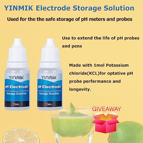 YINMIK pH Meter Calibration Solution Kit(4.00,7.00&10.01) with pH Electrode Storage Solution Kit,3 Bottles pH Calibration Buffer Solution and 2 bottels KCL pH Probe Solution for pH Meters