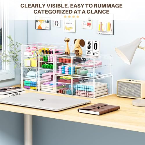 caktraie Makeup Organizer Storage With 16 Drawers, 4 Pcs Desktop Office Supplies, Desk Organizers, Clear Accessories, Dustproof Storage Drawer and for Make Up, Jewelry, Pen, Stationary - size: 16 Drawers