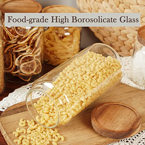 Labina Glass Storage Container Airtight Food Jars Kitchen Canister with Wood Lids, 40 Oz Wide Mouth Pantry Organization Glass Jar for Flour, Sugar, Cookie, Spagetti, Nuts and Candy (2 Pack) - size: A6: 40 Oz 2 pcs
