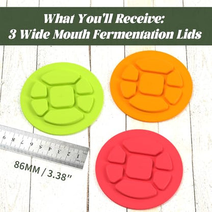 Garden to Jar Fermenting: 3-Pack Wide Mouth Fermentation Lids (86mm) for Ball & Kerr Mason Jars | Self-Burping Airlock Lids for Sauerkraut, Kimchi & Preserving Harvests - style: Wide Mouth/3.38(in)/3P