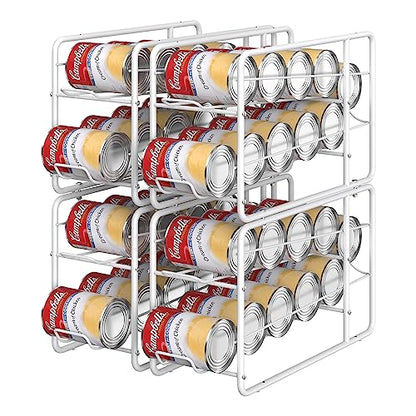 MOOACE 4 Pack Can Dispenser Rack, Stackable Can Storage Organizer Holder for Canned food Kitchen Cabinet Pantry Countertop, White - color: White