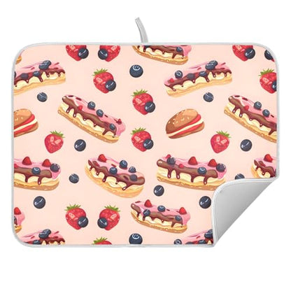 ALAZA Cheese Cake Blueberry Fruit Dish Drying Mats Absorbent Microfiber Drying Pad Kitchen Countertop Draining Mat 18 x 24 Inches - size: 18" x 24"