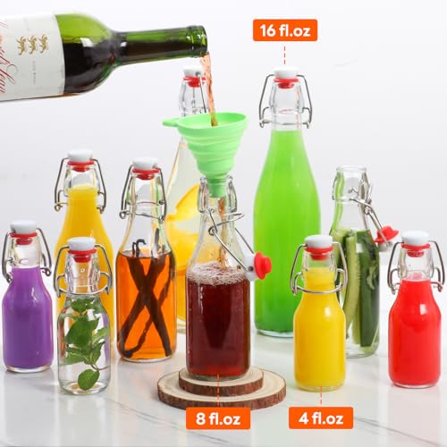 AuroTrends Swing Top Glass Bottles 4 oz 12Pack, Flip Top Glass Bottles with Airtight Flip Lids for Vanilla Extract Bottles/Home Brewing/Beverages/Oil (4 fl. oz, Set of 12) - size: 4fl.oz-12Pack