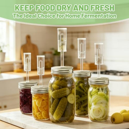 Klemon Fermentation Kit for Wide Mouth Mason fermentation Jar,Pickle sauerkraut Kit,4 Fermentation Lids,4 Glass Fermentation Weights,1Wooden Brush Cleaner(Jars Not Included)