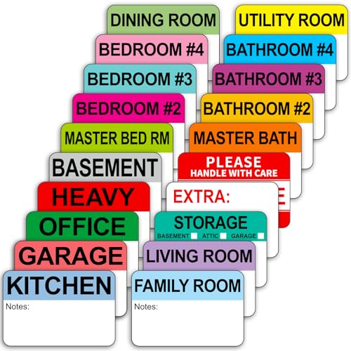 Kingtac 600 Writable Home Moving Stichers - 2' x 3', 20 Color-Coded Home Moving Packing Labels with Fragile, Extra, Heavy Options.Stick to Cardboard Boxes and Plastic Bins, No Extra Tape Needed - color: Mov-0305-40-600pcs