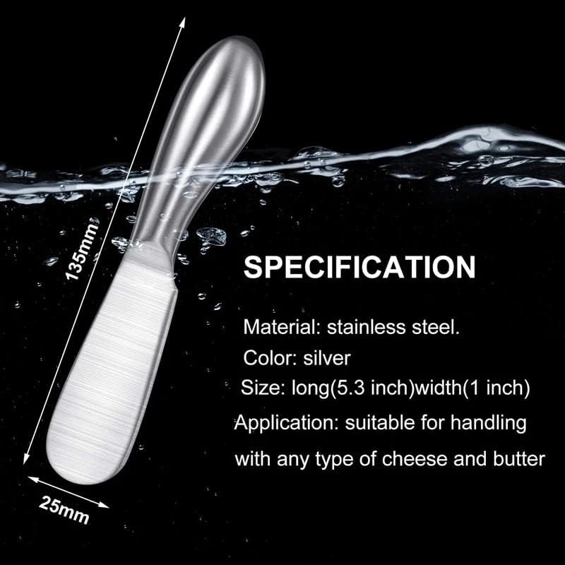 Spreader Knife Set,6-Piece Cheese and Butter Spreader Knives, Stainless Steel, Gifts for Father's Day/Christmas, Birthday/Parties, Wedding/Anniversary and Thanksgiving Day (6 Silver Round Cheese Knife Set) - color: 6 Silver Round Cheese Knife Set
